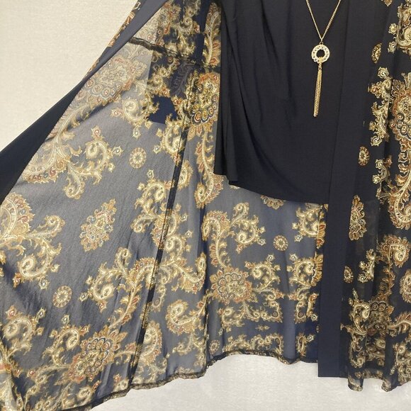 R&M‎ Richards Sheer Jacket Tank 2 Piece Set Womens 8 Blue Gold Paisley Elegant - Picture 8 of 16